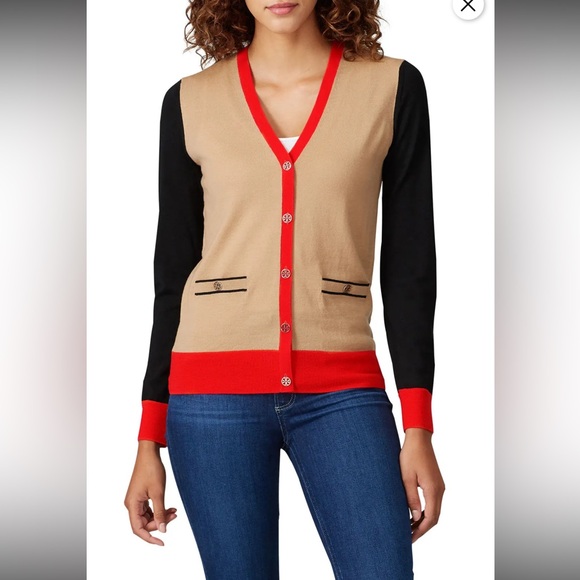 Tory Burch Madeline Colorblock Cardigan (size S) - Picture 1 of 14